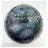 Moss Agate Sphere - Blue Gray & Green Veins