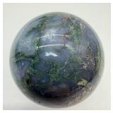 Moss Agate Sphere - Blue Gray & Green Veins