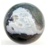 Moss Agate Sphere - Blue Gray & Green Veins