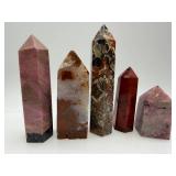 Polished Crystal Obelisks - Pink, Red, Brown & Purple Tones (Lot of 5)