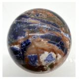 Sodalite Sphere & Carved Leaf Stone Set - Decorative Mineral Display