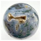 Ocean Jasper Sphere - Blue-Grey Orb with Green Inclusions