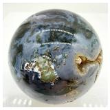 Ocean Jasper Sphere - Blue-Grey Orb with Green Inclusions