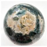Moss Agate Sphere - Polished Green Gem Ball with Natural Inclusions for Display
