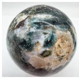 Moss Agate Sphere - Polished Green Gem Ball with Natural Inclusions for Display