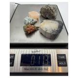 Mineral Rock Specimen Lot - Agate Slice, Himalayan Salt, Dark Rock & Carved Tree Stones (2-Pieces)