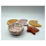 Crescent Moon & Star Stone Decor Set with Marble Bowl - 5-Piece