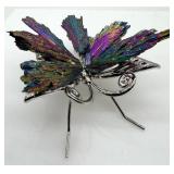 Butterfly Figure with Aura Kyanite Wings & Aura Zebra Tower Point