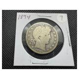 1894 Silver Barber Half Dollar