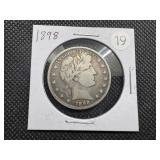 1898 Silver Barber Half Dollar - Greysheet Wholesale Value for a XF40 is $165