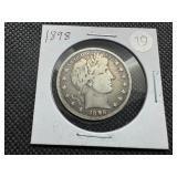 1898 Silver Barber Half Dollar - Greysheet Wholesale Value for a XF40 is $165