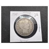 1901 Silver Barber Half Dollar