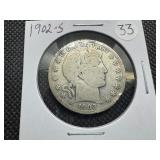1902-S Silver Barber Half Dollar