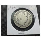 1904 Silver Barber Half Dollar