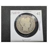 1905-O Silver Barber Half Dollar