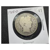 1905-O Silver Barber Half Dollar