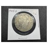 1905-S Silver Barber Half Dollar