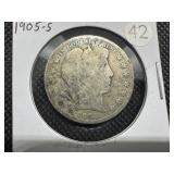 1905-S Silver Barber Half Dollar