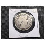 1906 Silver Barber Half Dollar