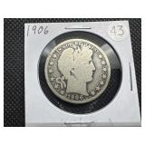1906 Silver Barber Half Dollar