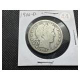 1906-D Silver Barber Half Dollar
