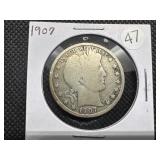 1907 Silver Barber Half Dollar