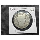 1907-S Silver Barber Half Dollar