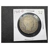 1908-D Silver Barber Half Dollar