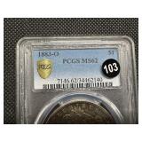 1883-O Nicely-Toned Silver Morgan Dollar PCGS MS62 - Beautiful Coin!!!