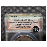 2014-P Proof National Baseball Hall of Fame Silver Dollar ANACS PF69 DCAM