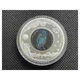 2014 BU Proof Australian 1 Oz. Silver Masked Owl Opal Coin - No 3824 of 8000 minted with COA in Lighted Mint Package