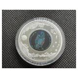 2014 BU Proof Australian 1 Oz. Silver Masked Owl Opal Coin - No 3824 of 8000 minted with COA in Lighted Mint Package