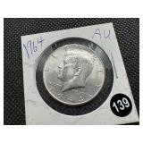 1964 90% Silver Kennedy Half Dollar - Marked AU When Purchased