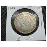 1909 Silver Barber Half Dollar