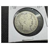 1911 Silver Barber Half Dollar