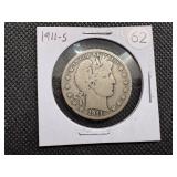 1911-S Silver Barber Half Dollar