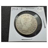 1912-D Silver Barber Half Dollar