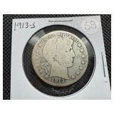 Better Date 1913-S Silver Barber Half Dollar