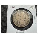 Semi-Key Date 1914 Barber Half Dollar - Greysheet Wholesale Value for a VG8 is $136