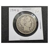 1914-S Silver Barber Half Dollar