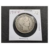 1915-D Silver Barber Half Dollar