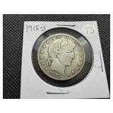1915-S Silver Barber Half Dollar