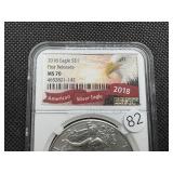2018 First Releases 1  Oz. Silver American Eagle NGC MS70  - Perfect Graded Coin! - NGC Price Guide $130