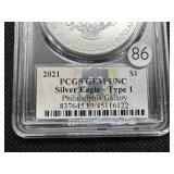 2021 Type 1 1 Oz.  Silver American Eagle PCGS Gem Uncirculated Coin