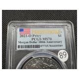 2021-O Privy Morgan Silver Dollar PCGS MS70 - Perfect Graded Coin! -  PCGS Price Guide $240