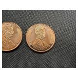 Two Copper 1 OZ Rounds Lincoln Design