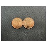 Two Copper 1 OZ Rounds Lincoln Design