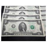 Ten Sequential $2 Bill