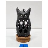 Pierced Cast Iron Owl Hanging Lantern #1