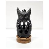 Pierced Cast Iron Owl Hanging Lantern #1